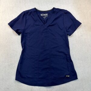 Greys Anatomy by Barco Women's V-Neck Top - Size‎ S Navy Blue   2 Pocket